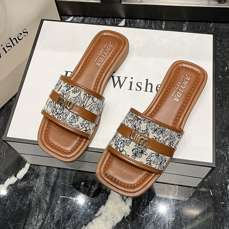 free shipping designer slippers for woman Summer outdoor indoor sandal casual black vintage beach shoes