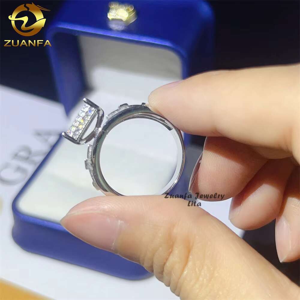 Hip Hop Fashion Iced Out Vvs Moissanite Engagement 925 Sterling Silver Men Diamond Ring