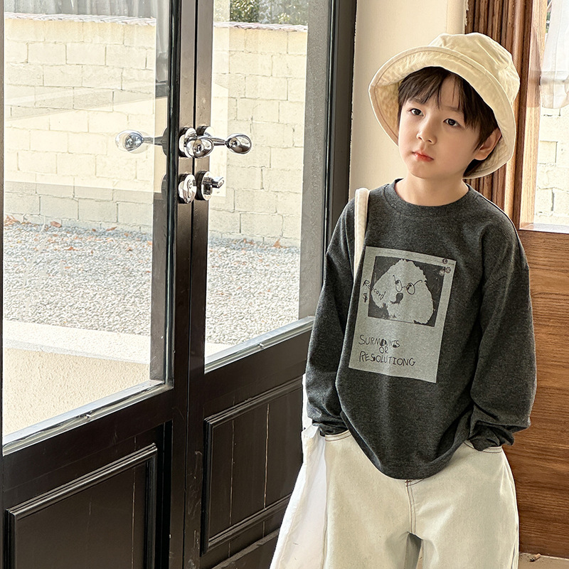 Ddmyshoesvip Children S Spring Trend Cool Pull Frame Comfortable Cotton Top Boy Cartoon Dog Loose T Shirt