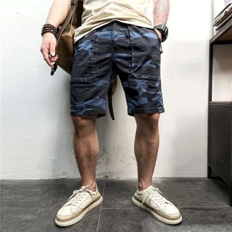Summer New Casual Classic Multi-pocket Camouflage Cotton Joggers Cargo Men Outwear Fashion Vintage Twill Shorts Male