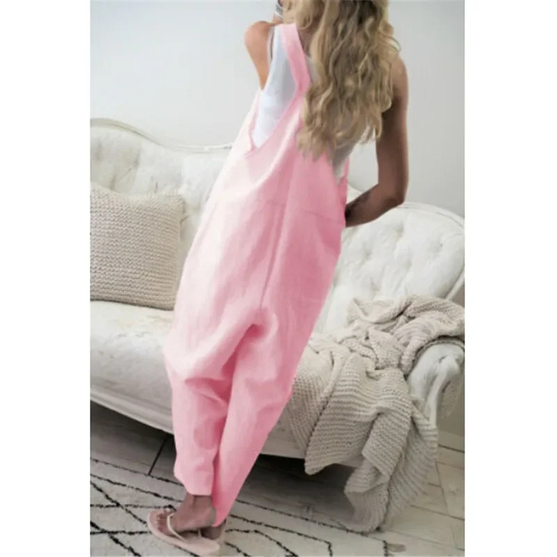 Women Dungarees Harem Strap Pants Loose Jumpsuit Baggy Trousers Overalls Bib Pants Bodysuit Ladies Casual Cotton Linen Jumpsuit251112