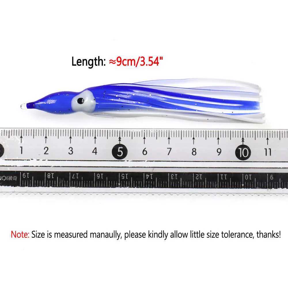 Bimoo 2bags=10pcs 9cm Soft Squid Skirts Orange Red Blue Luminous Plastic Octopus Skirt Saltwater Fishing Lures Baits Z250411