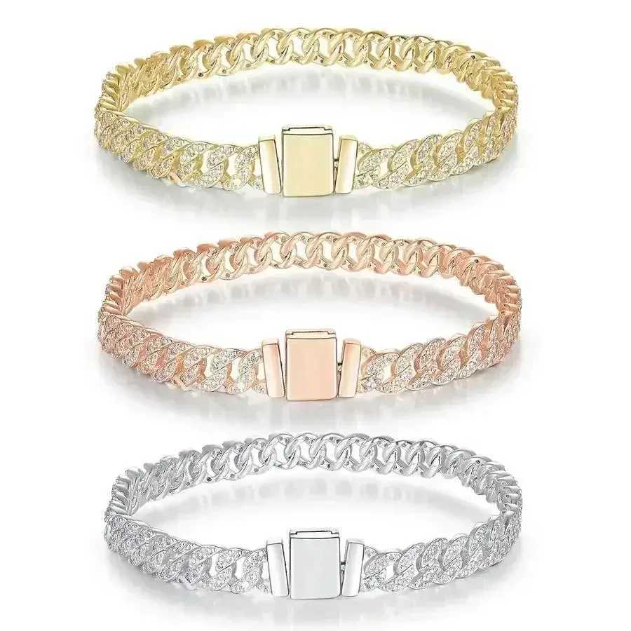 PDR 2025 New Cuban Chain Shining Dense Inlaid Eternal Chain Hot Bracelet Necklace Jewelry Charm Womens Gift Suitable for Daily Wearing W250411