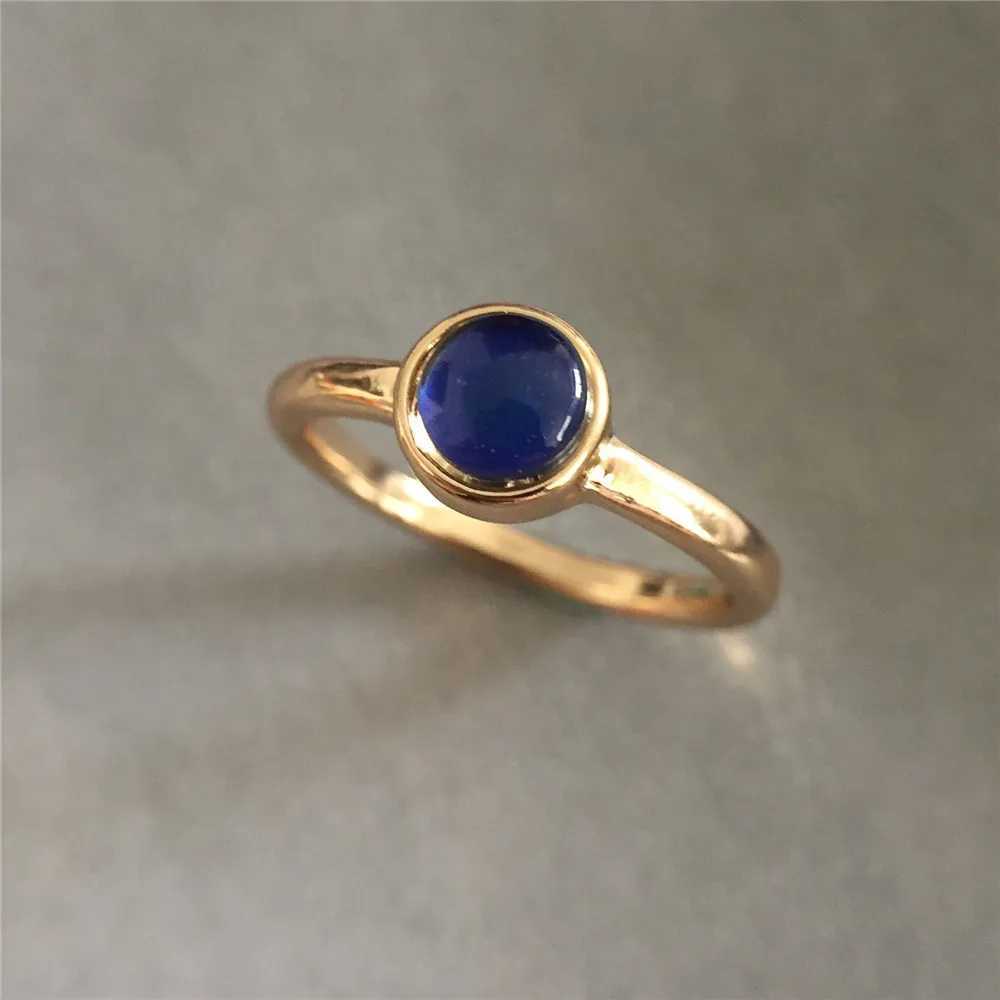 New Ins gold semi-circular gemstone warm mood changing ring suitable for womens fashion jewelryXJ250412