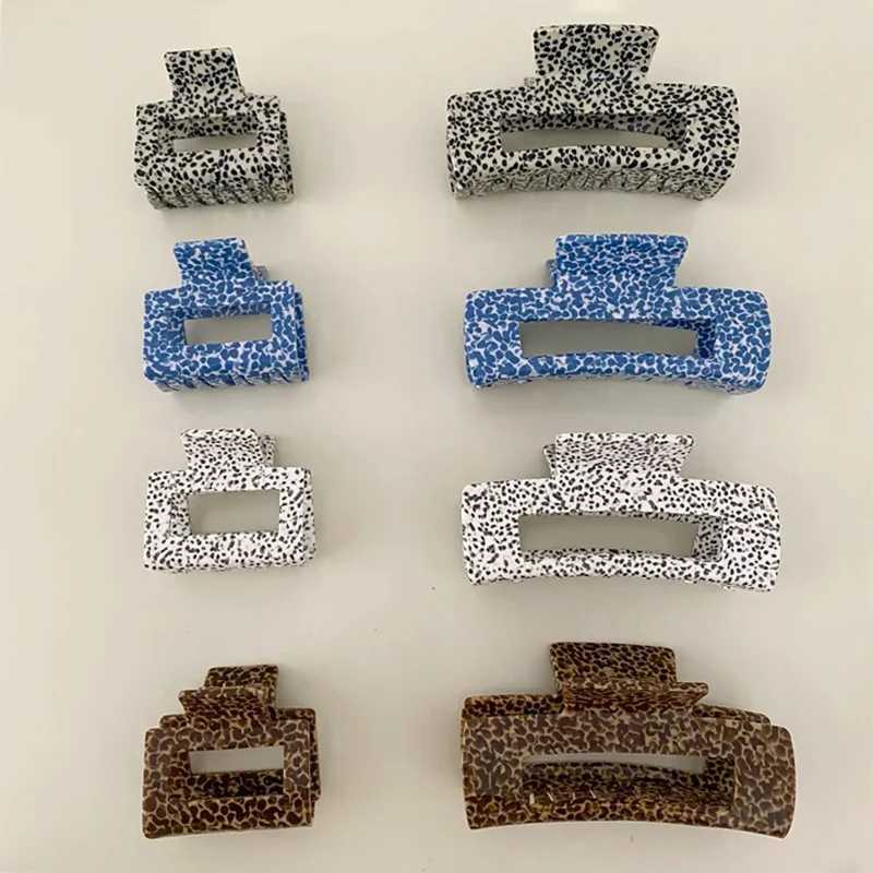 Acetic acid hair clip leopard print spot square dot geometric shark clip grab clip female hair accessory Y2504012