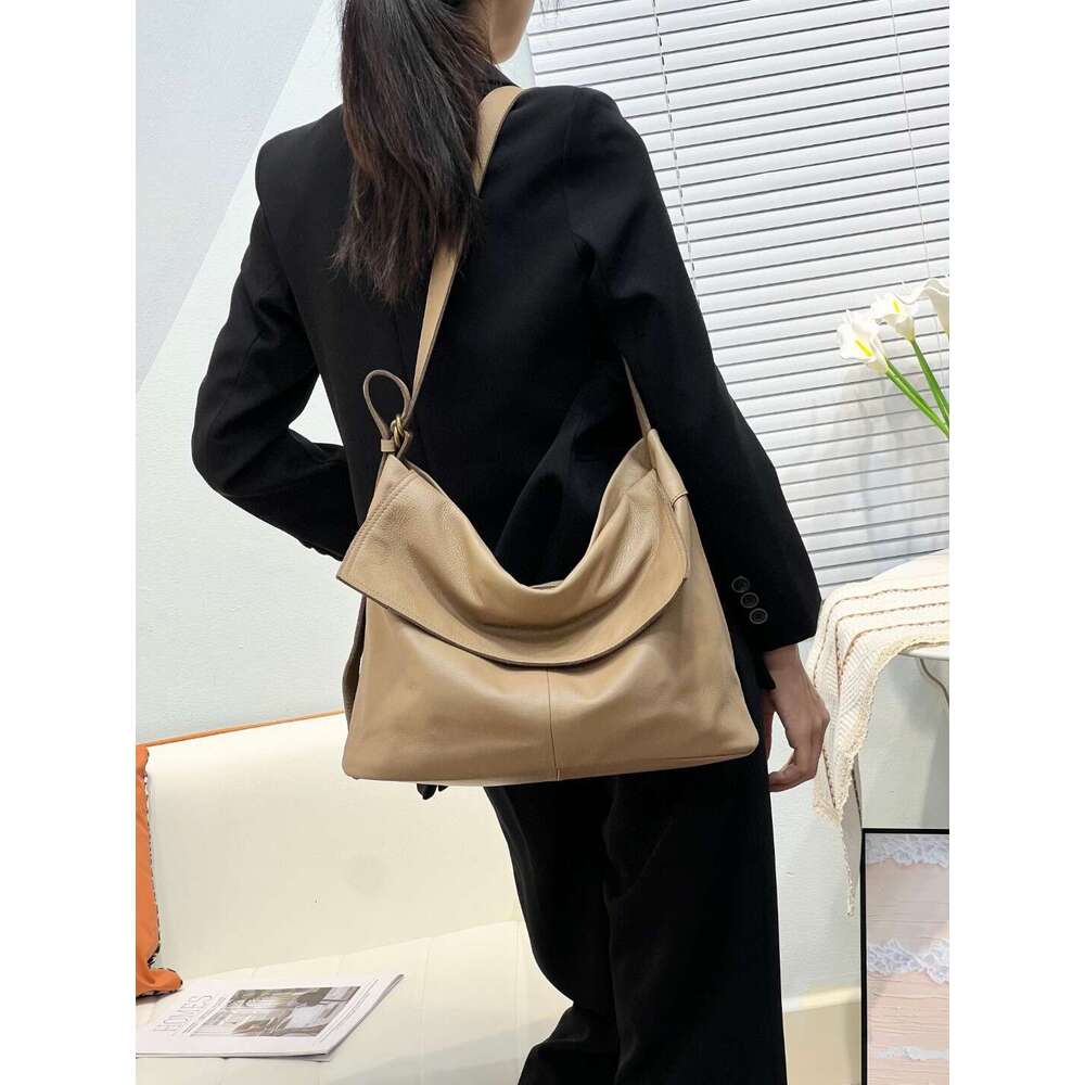 Luxury bag designer niche top natural soft leather Satchel Beach Bags slouchy casual women Totes large capacity shoulder messenger bag