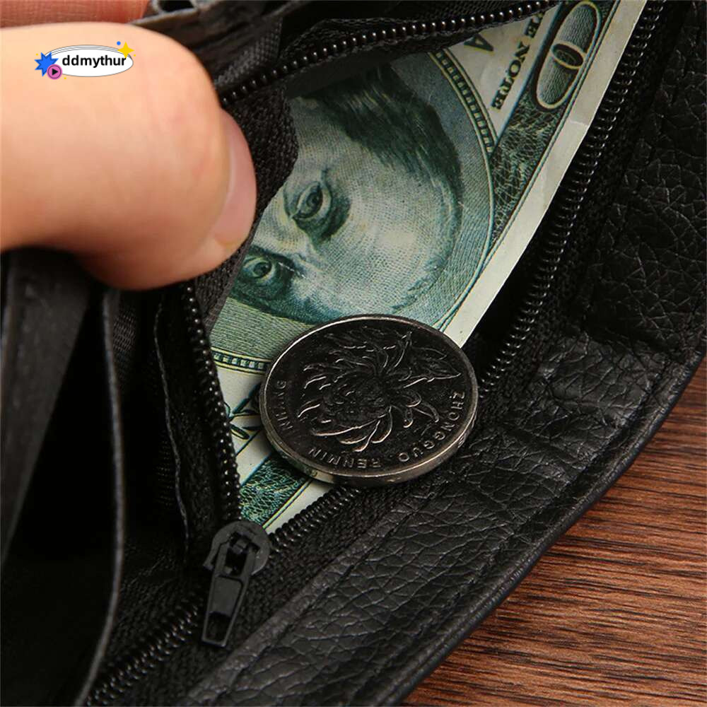 New Short Men Wallets Slim Card Case Quality PU Leather Male Wallet Small Photo Holder 3-fold Men's Purses Money Bag ddmythur