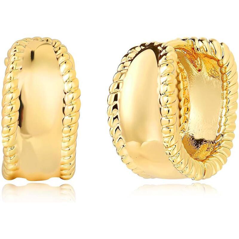 Exquisite Gold-Tone Hoop Earrings Set - Stylish and Versatile Jewelry for Women