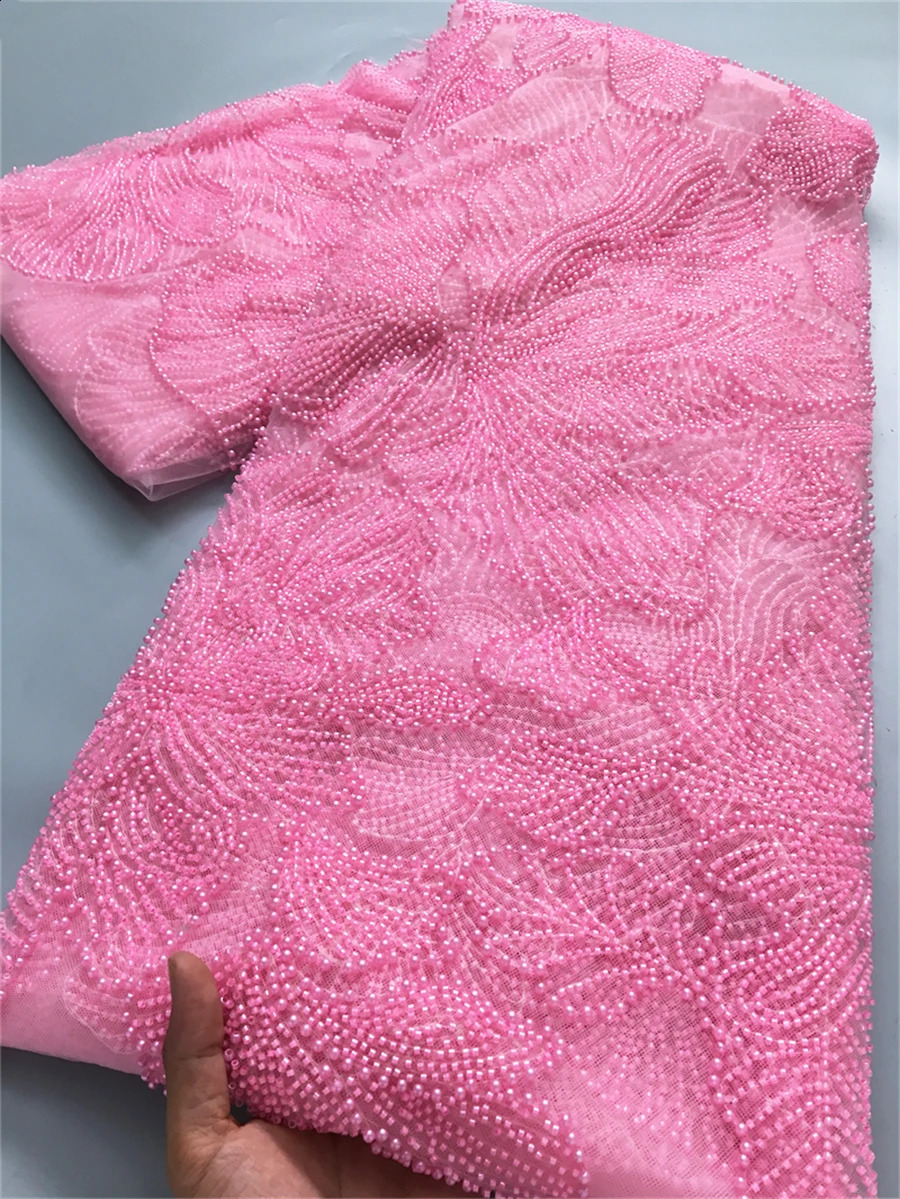 African French Tulle Mesh Beaded Lace Fabric High Quality 2025 Nigerian Mesh Lace For Women Wedding Dresses2.5yards 4034 250407