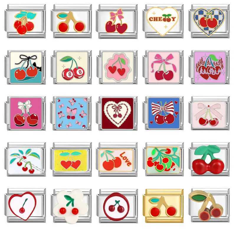Youvelst Romantic Charm Bracelet Cherry Persimmon Strawberry Italian Charm Link Fit 9mm Stainless Steel Bracelet DIY MakingC250411