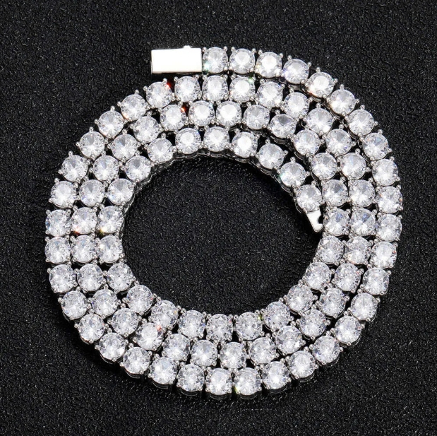 Unisex Moissanite Tennis Necklace - Premium Quality Sterling Silver, Various Sizes (3mm-6.5mm), Perfect Gift Idea