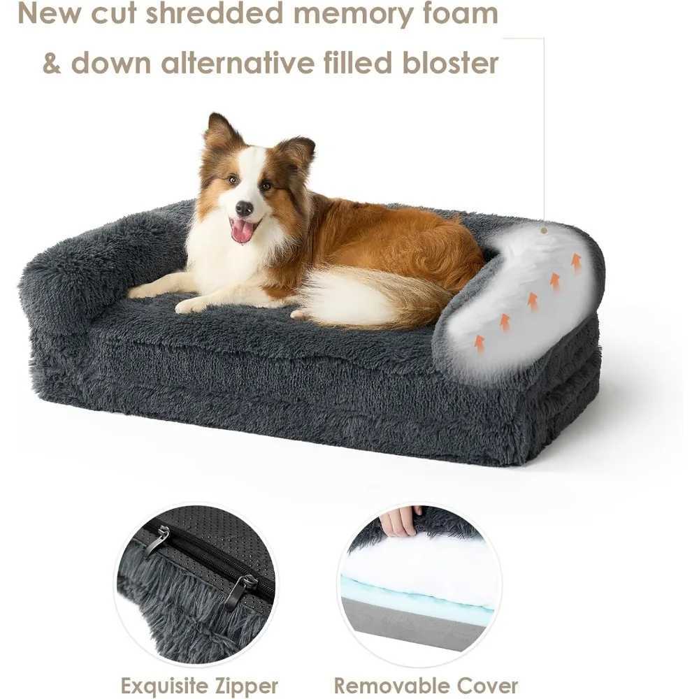 Foldable XXL artificial fur fluffy dog bed for oversized dogs 54 x38 x7.5 dog bed X250412
