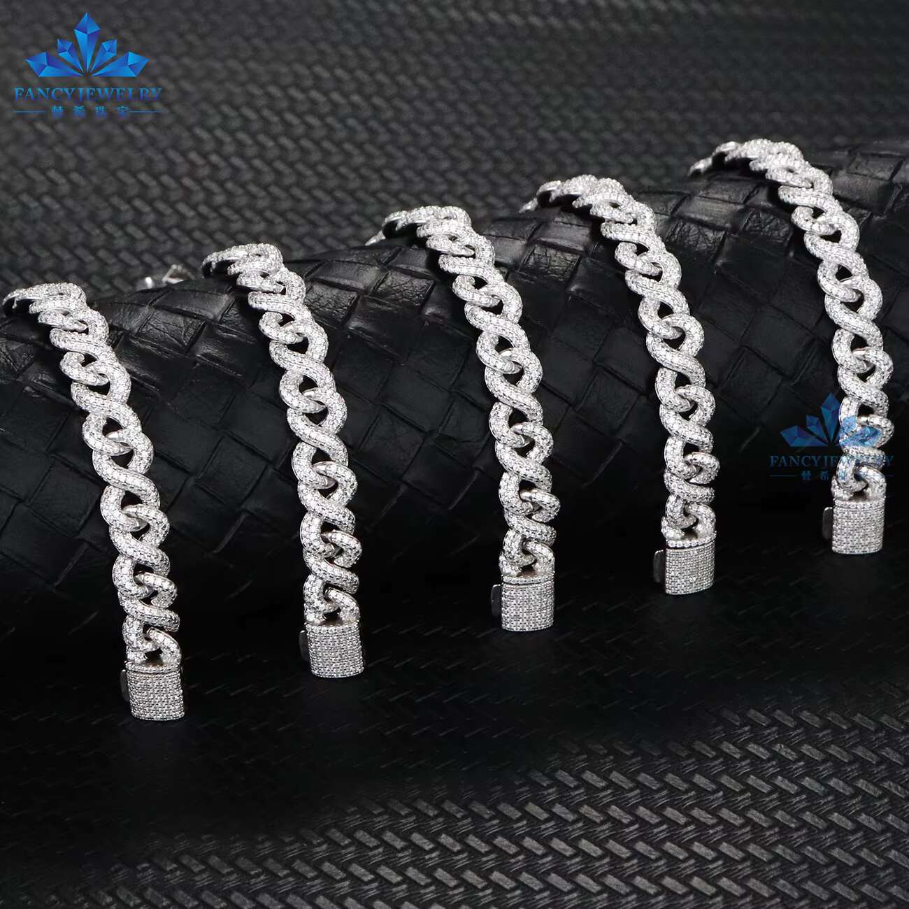 8mm 8 Number Design 18K Gold Plated Hiphop Style VVS Cuban Chain Moissanite Bracelet for Men Iced Out Jewelry