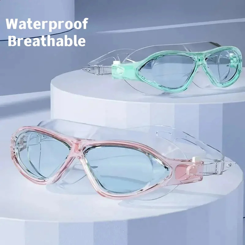 Swimming Goggles Large Frame Mens Womens Teenagers Fresh Pink Swimming Gear HD Waterproof Anti-fog Swimming Goggles 250411