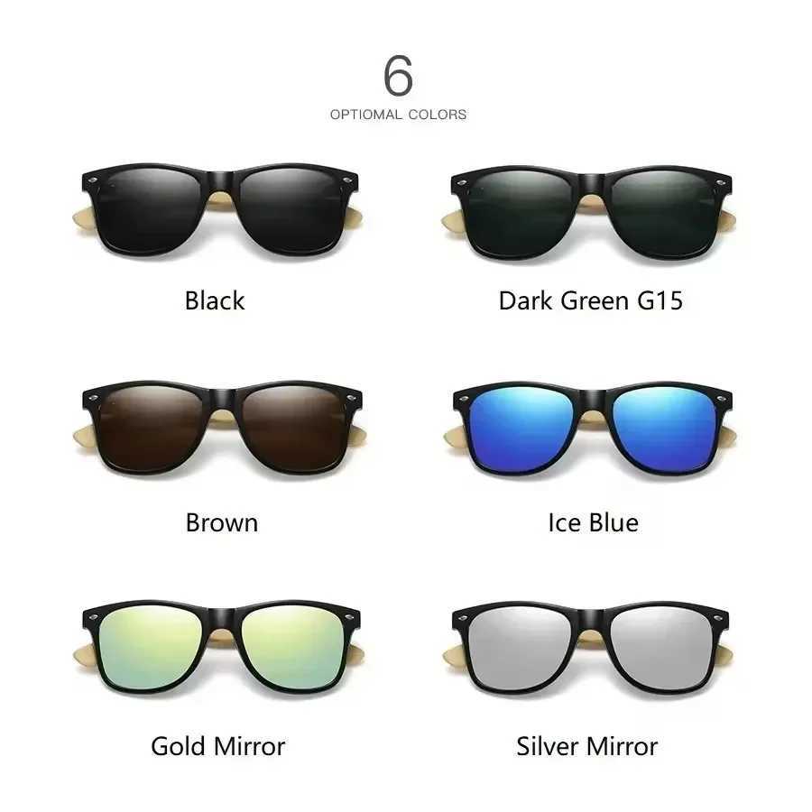 Plastics Wood Bamboo Polarized Sunglasses Men Women Classic Fashion UV400 Vintage Driving Sun Glasses Black Fishing Eyewear Z250411