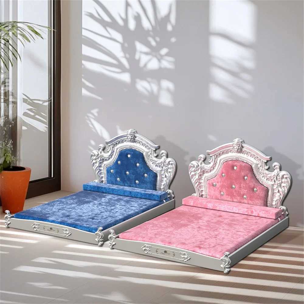 Amazing large dog bed with top plate soft Dutch velvet pet sofa bed high frame pet lounge bed suitable for medium-sized large dogs X250412