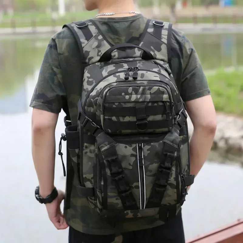 Men Fishing Lure Rod Box Bag Camping Climbing Backpack Hunting Multi-function Military Tactical Men Bags Fishing Shoulder Bag Z250411