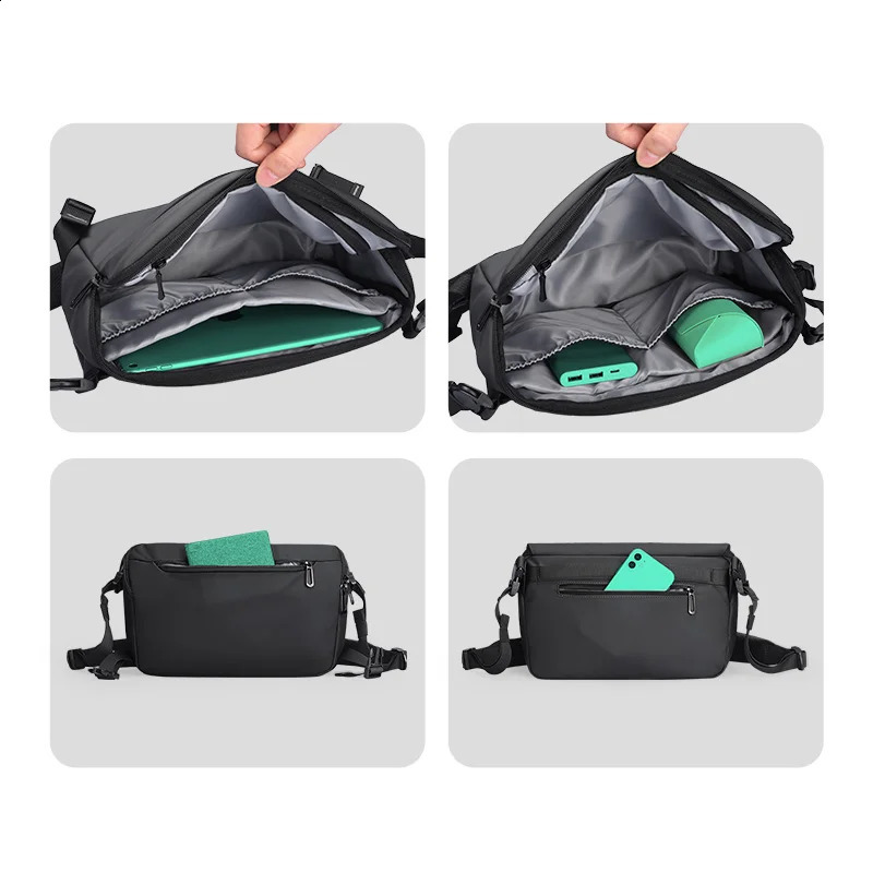 Mark Ryden Leather Waterproof Multi functional Messenger Bag Large Capacity Sling Shoulder Bag Mens Cross Bag 250411