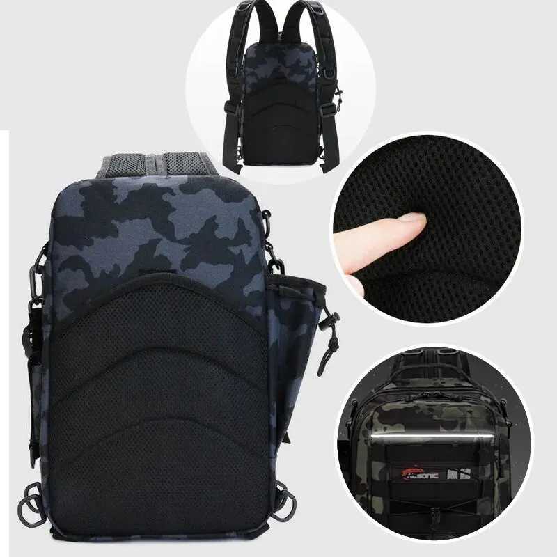 Fishing Tackle Backpack Storage Bag Men Outdoor Shoulder Fishing Lure Gear Bags with Rod Pole Holder Camping Hunting Hiking Pack Z250411