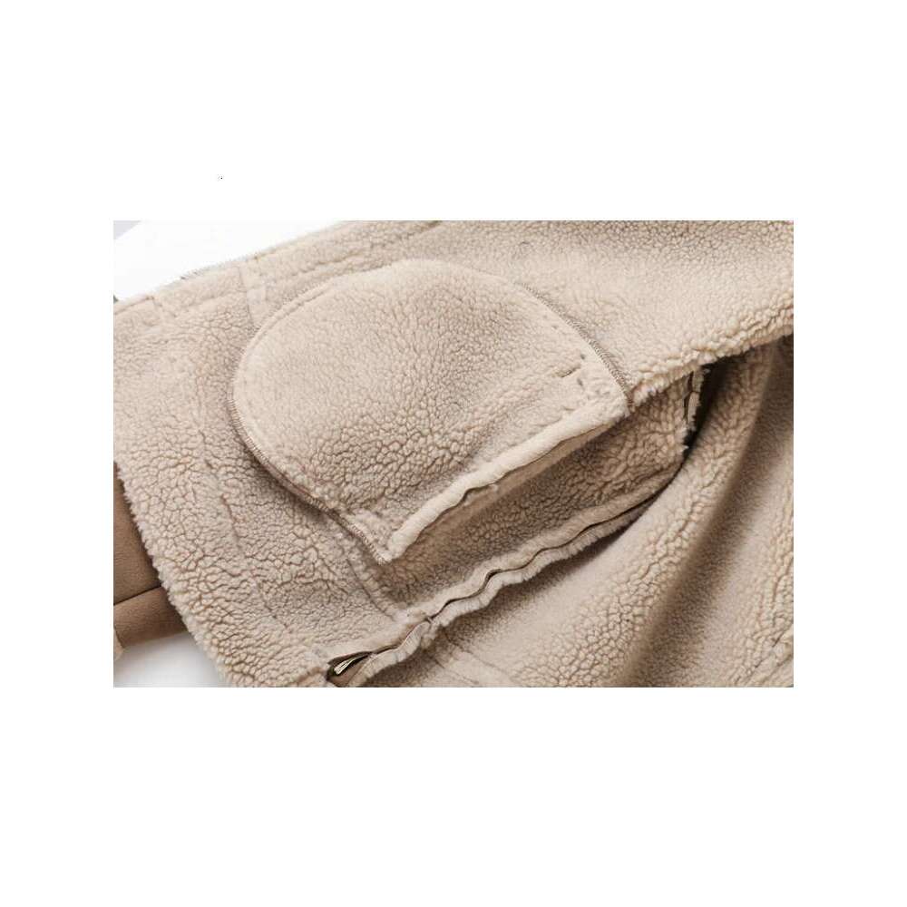 Designer Clothes ZACK RAIN Brown For Women 2023 Winter Vintage Fur Integrated Jacket Lapel Long Sleeves Jackets Female Outwears Chic