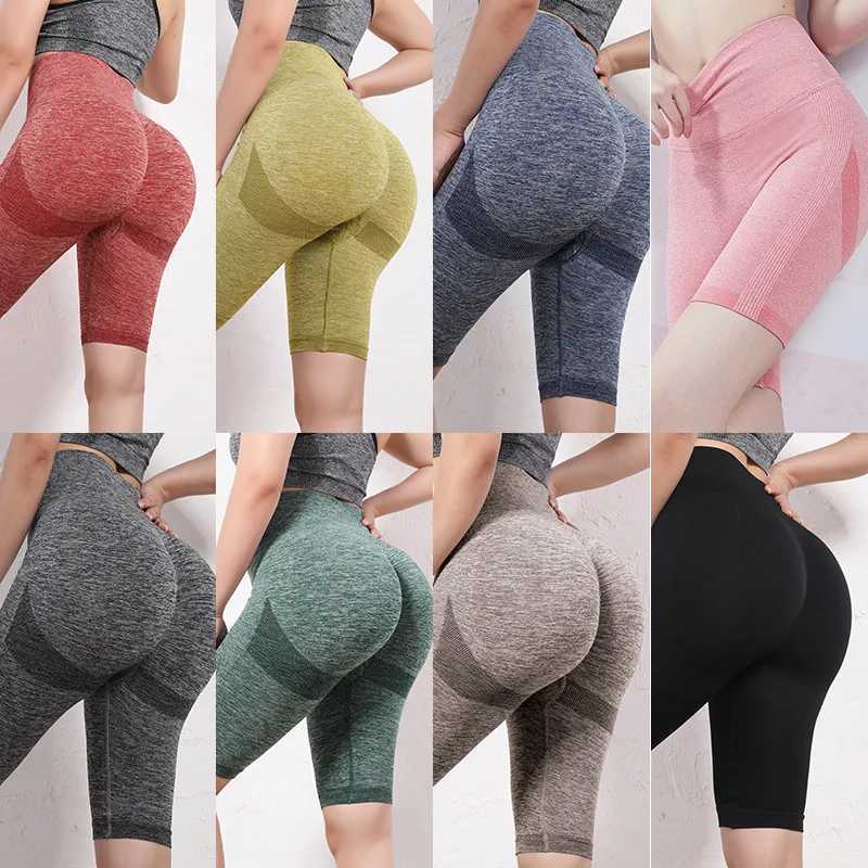 Womens yoga shorts fitness stretch exercise waist and abdomen control push ups tight pants sports tight pants Y250412