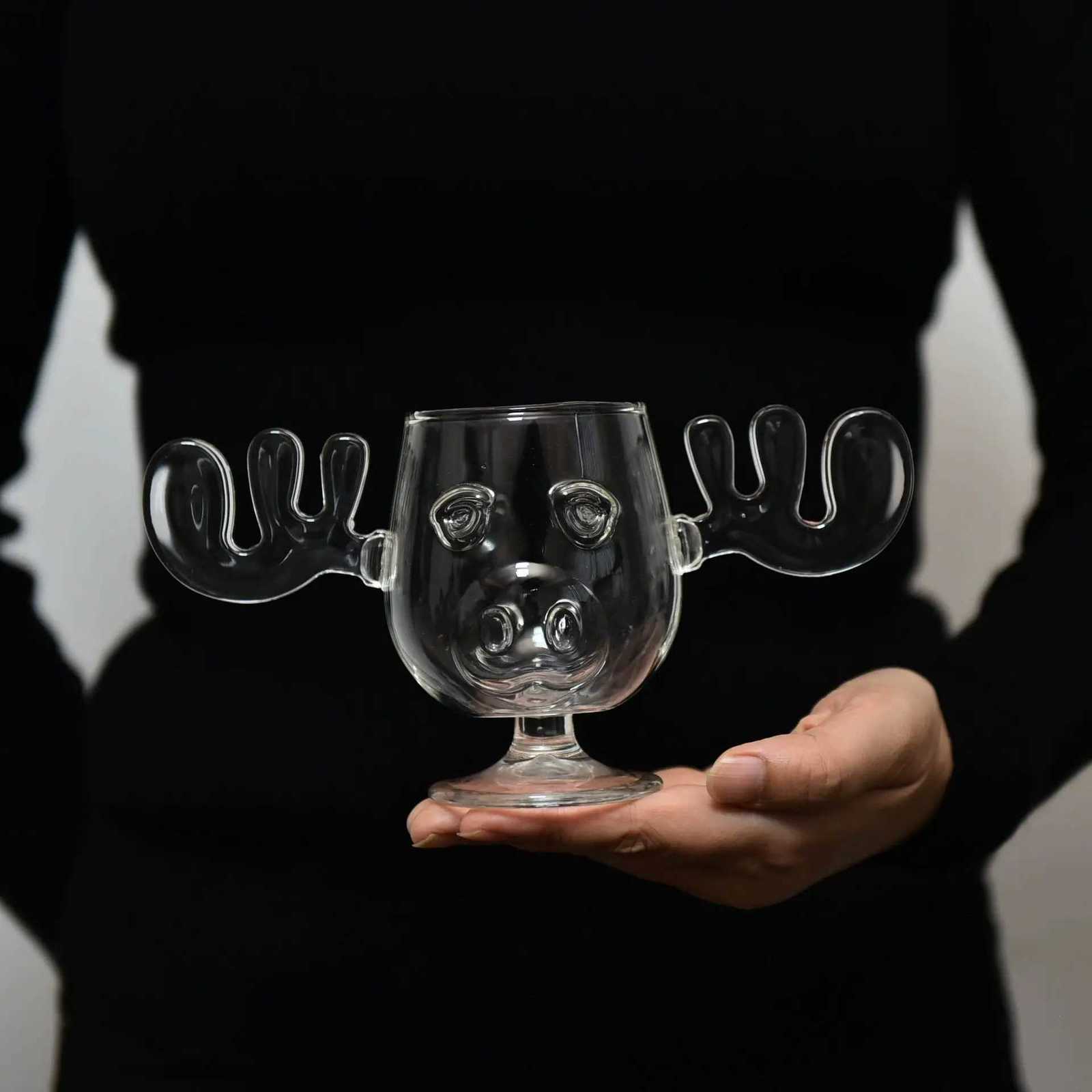 Christmas FOME Christmas Elk Wine Glass Cup Transparent Cocktail Juice Cup Reindeer Glass Mug Party Beer Whiskey Glasses Shot Cups Y251112