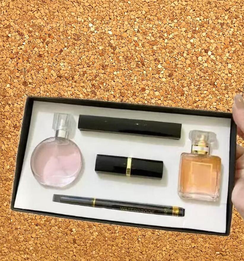 Brand 4pcs 5pcs 6pcs Makeup Set perfume lipsticks eyeliner mascara 5 in 1 with box Eye Shadow Palette Makeup Set Collection Perfume Cosmetic Kit for Women