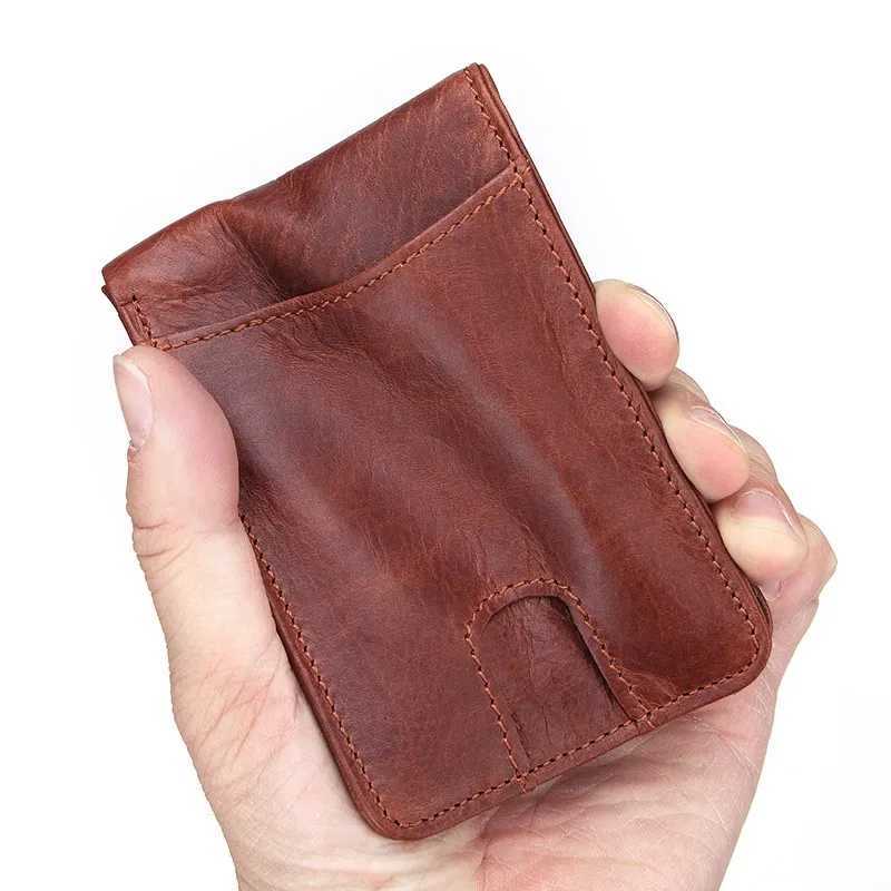 RFID mens casual small wallet mens cowhide leather mens ultra-thin wallet mini wallet with card slot pocket wallet Z250411