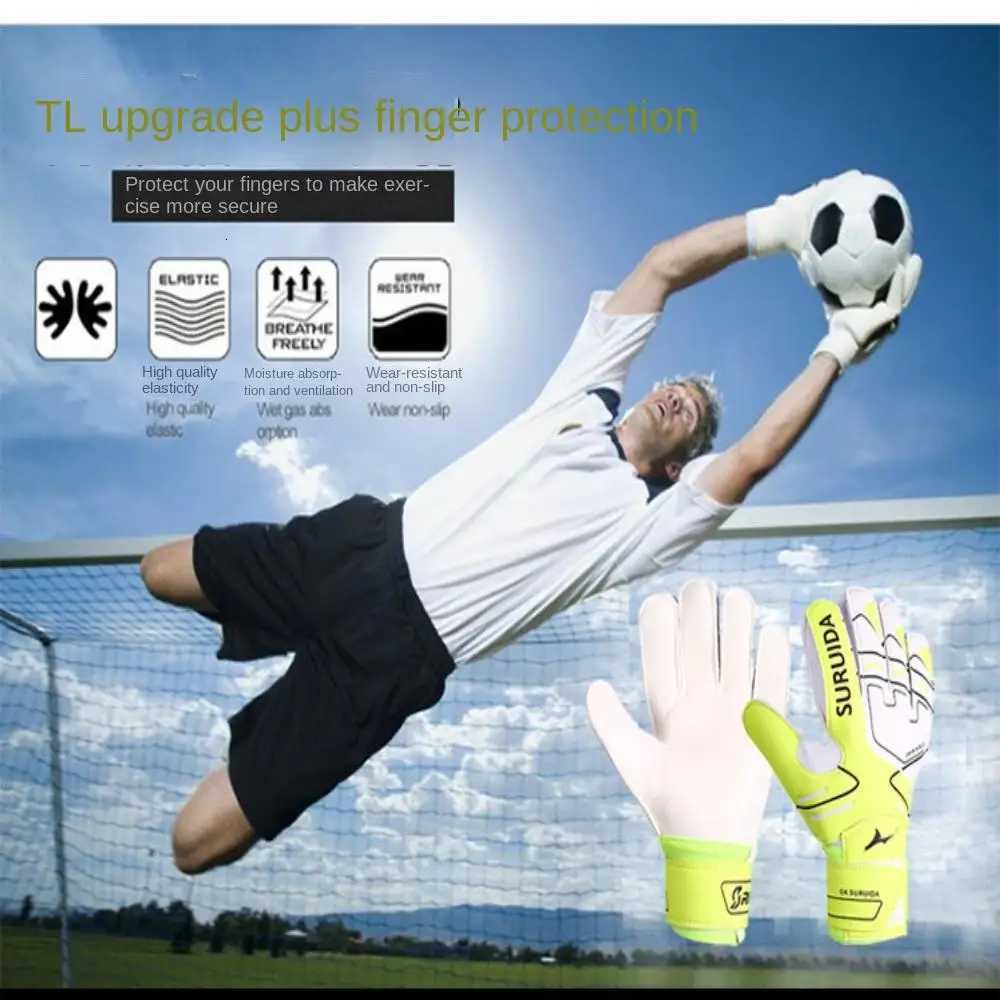 1 Pair Size 5-10 Goalkeeper Gloves Thickened Anti Slip Football Goalie Gloves Latex Adjustable Game Goalkeeper GlovesW251112