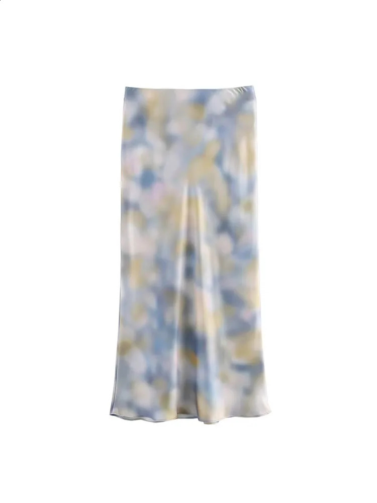 Women Summer 2-Pieces Sets 2025 Vintage Tie-dye Shirts Tops and Skirts Female Elegant Street Two Suits Clothing 250411