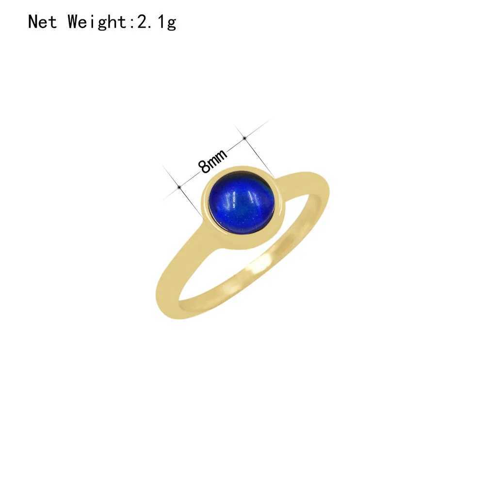 New Ins gold semi-circular gemstone warm mood changing ring suitable for womens fashion jewelryXJ250412