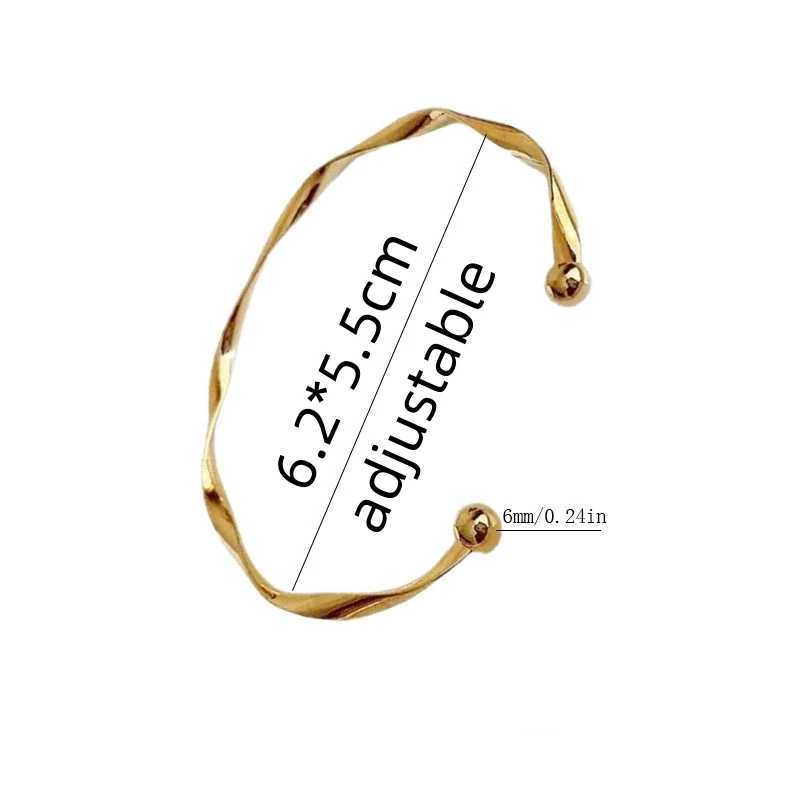 Simple Trendy Irregular Mobius Twist Open Cuff Bangle Bracelets For Women Gold Color Adjustable Jewelry Noeud Armband PulseirasC250411