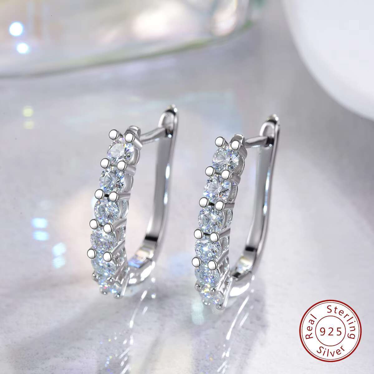 Real Wedding Diamond Moissanite Earrings for Women With GRA Certificate 925 Sterling Silver Huggie Hoop Earring Jewelry