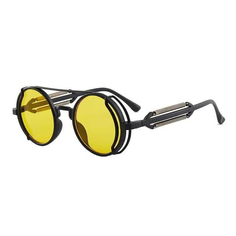 Retro Punk Steampunk Sunglasses Mens Brand Designer Round Punk Eyewear Gothic Style Products Women UV400 Sunglasses Z250411