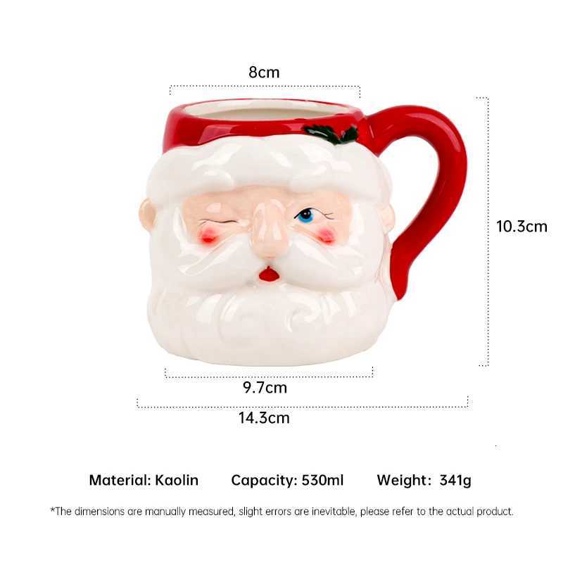 Christmas Christmas 3D Santa Ceramic Mug 530ml Festive Coffee Tea Cup Xmas Gift for Home Office Holiday Decor Y251112