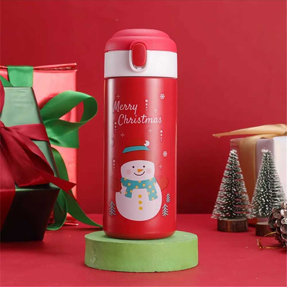Christmas New Stainless Steel Christmas Thermos Cup Elk Santa Vacuum Water Bottle Thermos Cup With Lid Christmas Gift For Girl Friend Y251112