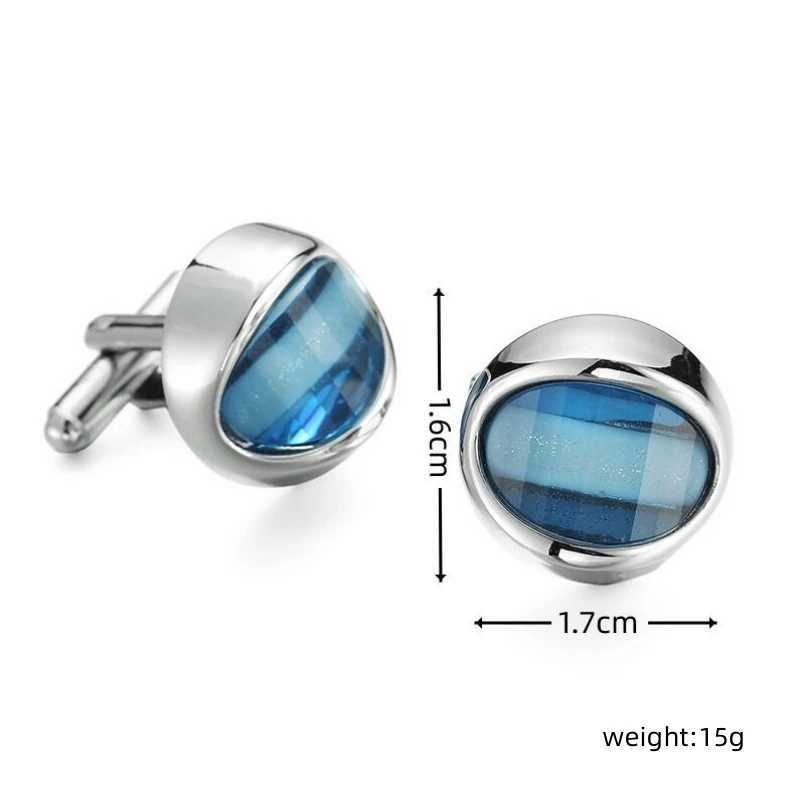 High quality blue round cufflinks brand new and fashionable French shirts mens wedding crystal cufflinksT250412