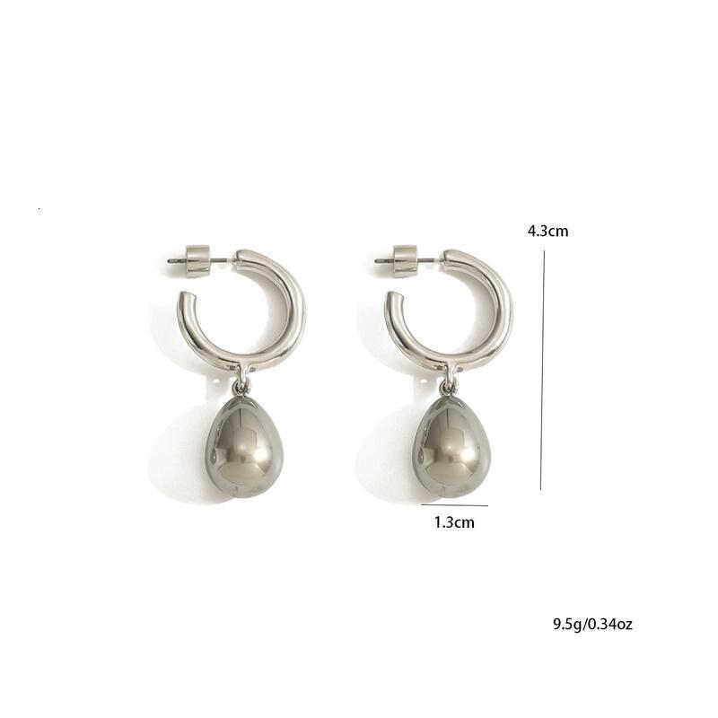 Elegant Sier-Tone Hoop Earrings with Teardrop Pendant