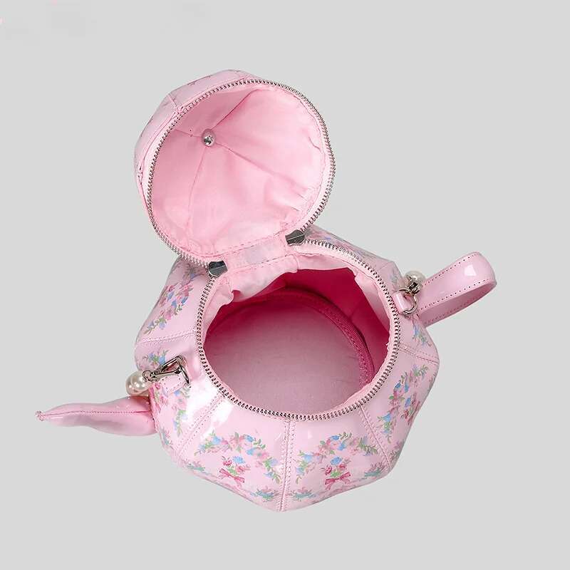 Creative Vintage Printed Teapot Design Women Handbags Pearls Chains Shoulder Designer Crossbody Small Buckets Bag