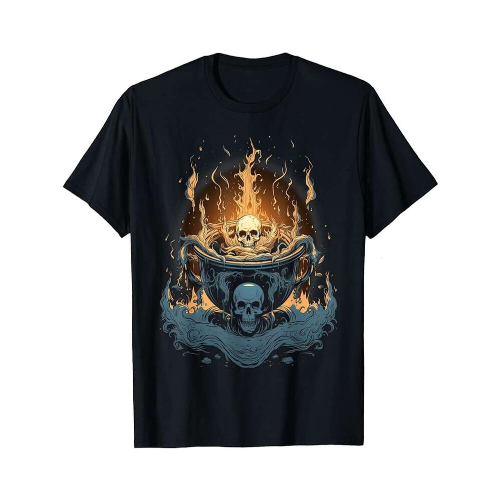 Designer T shirt Skull Cauldron Tarot Card Halloween Design - 220g T shits
