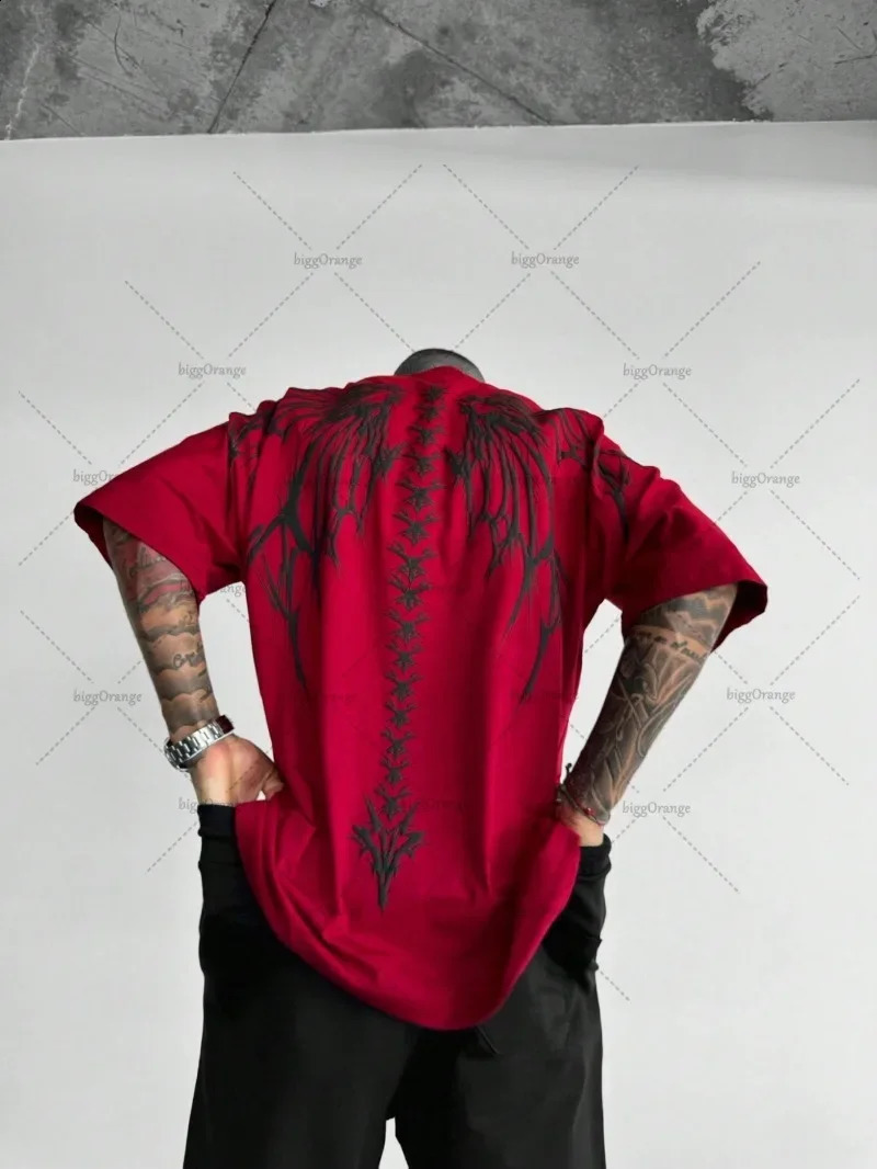 Harajuku Punk Gothic Harajuku Skeleton Graphic Top Men Hip-hop Y2K Streetwear Short-sleeved Trendy Casual Oversized T-shirt 250411