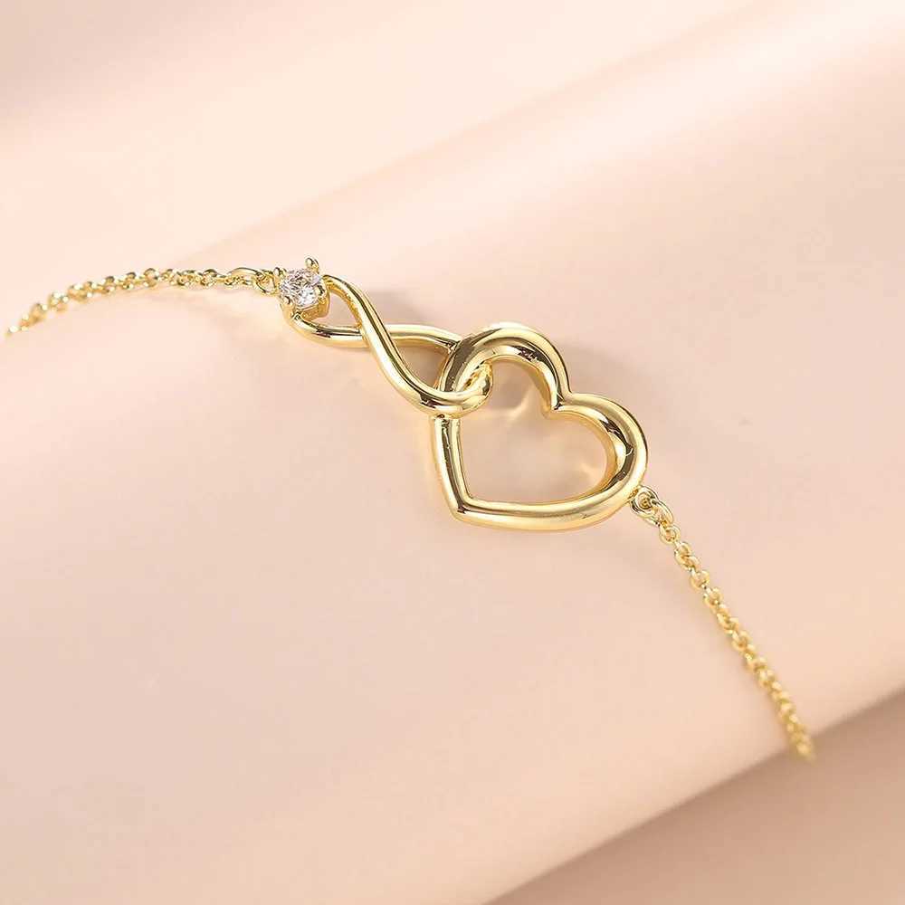 Heart Bracelet for Women Crystal Infinite Love Aesthetic Korean Gold Color Chain Bangles Wedding Accessories Bride Jewelry H058C250411