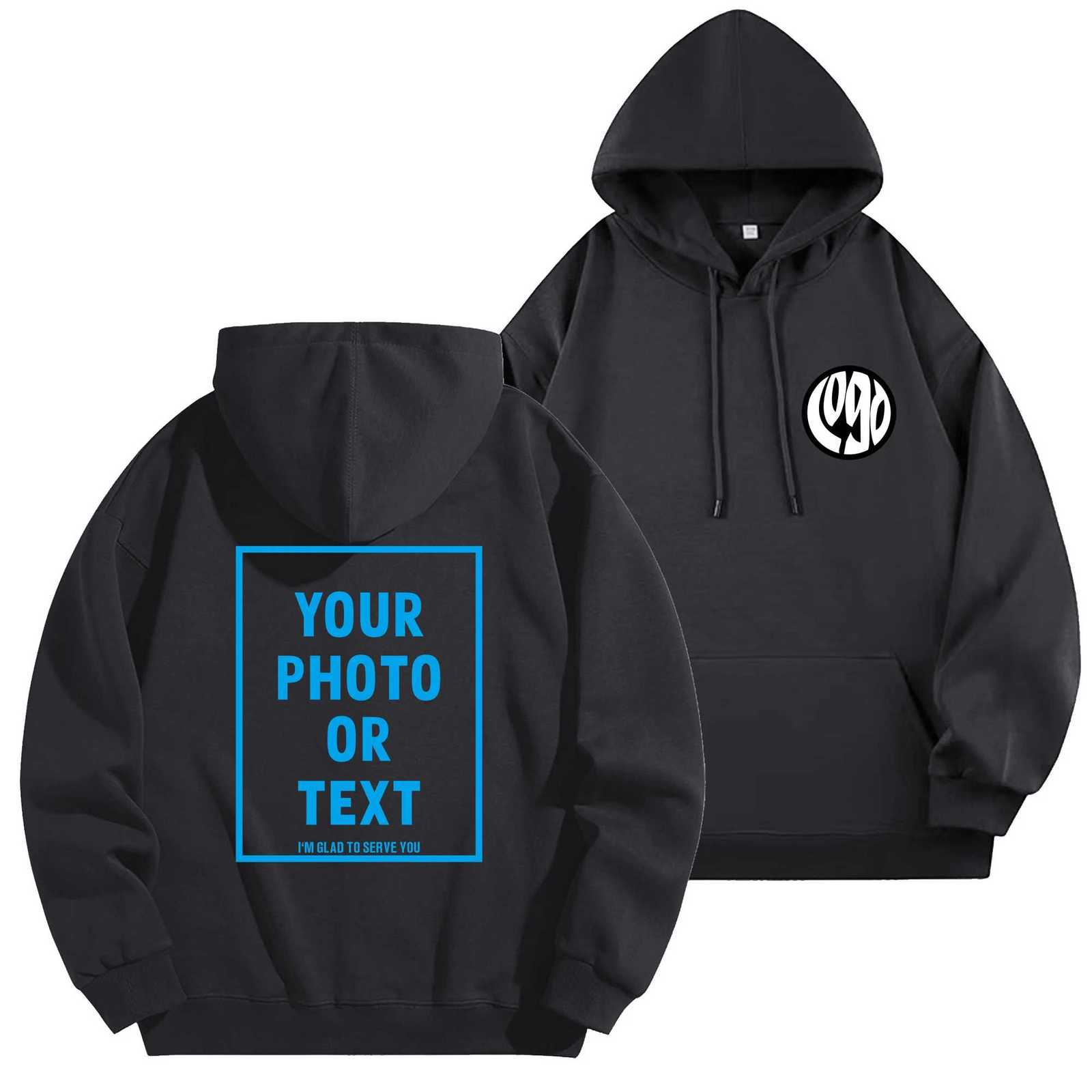 POD customization DIY customization of your brand 320GSM heavyweight new autumn and winter casual pure cotton quality mens top solid color hT251112