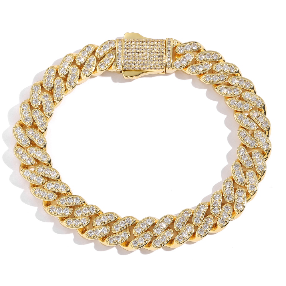 Moissanite Gold Sier Chains For Mens Womens Miami Cuban Link Chain Bracelets Necklace Jewelry 9mm