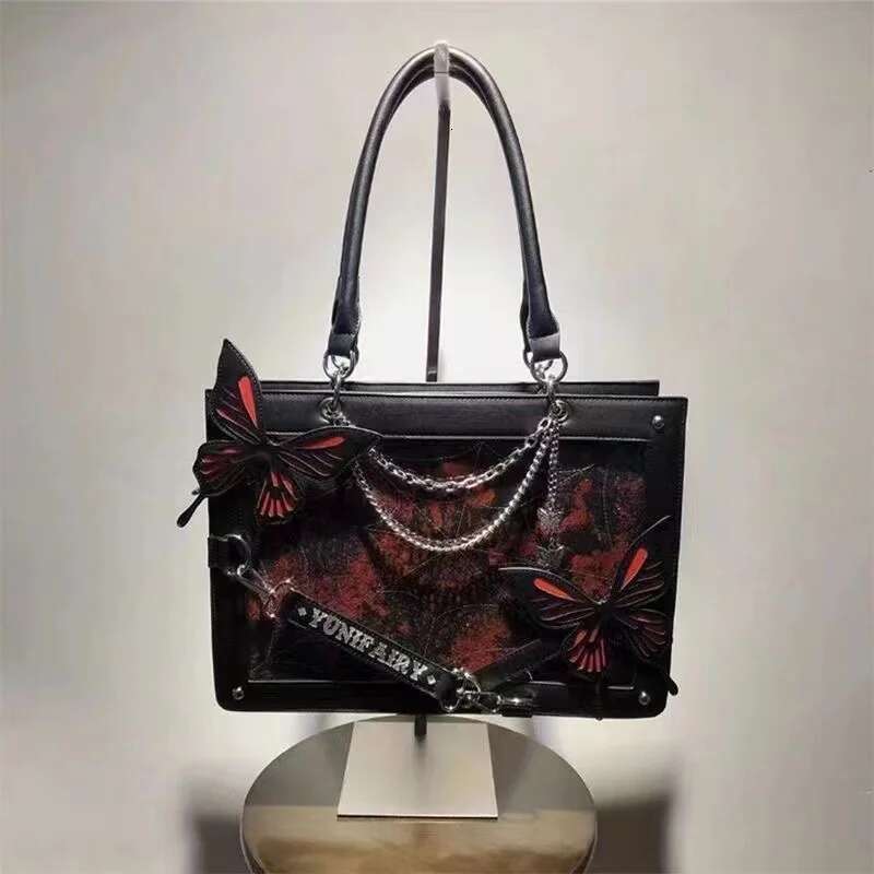 New Original Niche Design Ulzzang Ita JK Uniform Handheld Tote Girl Lolita Gothic Spider Web Dark Series Bag
