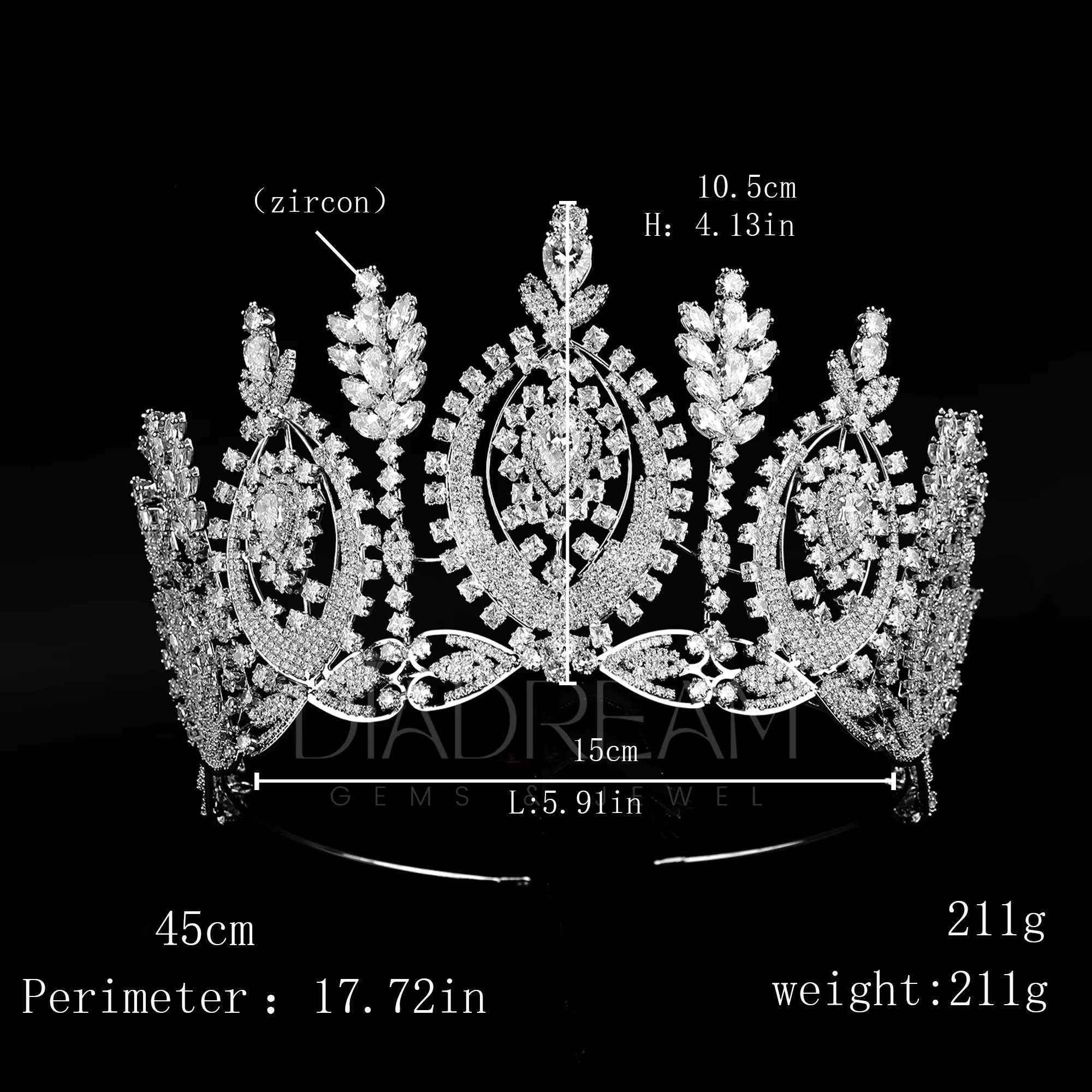 Handmade Luxury 925 Sterling Silver Wedding Crowns Miss Universe Pageant Bridal Hair Accessories Gold-Plated Moissanite Diamond