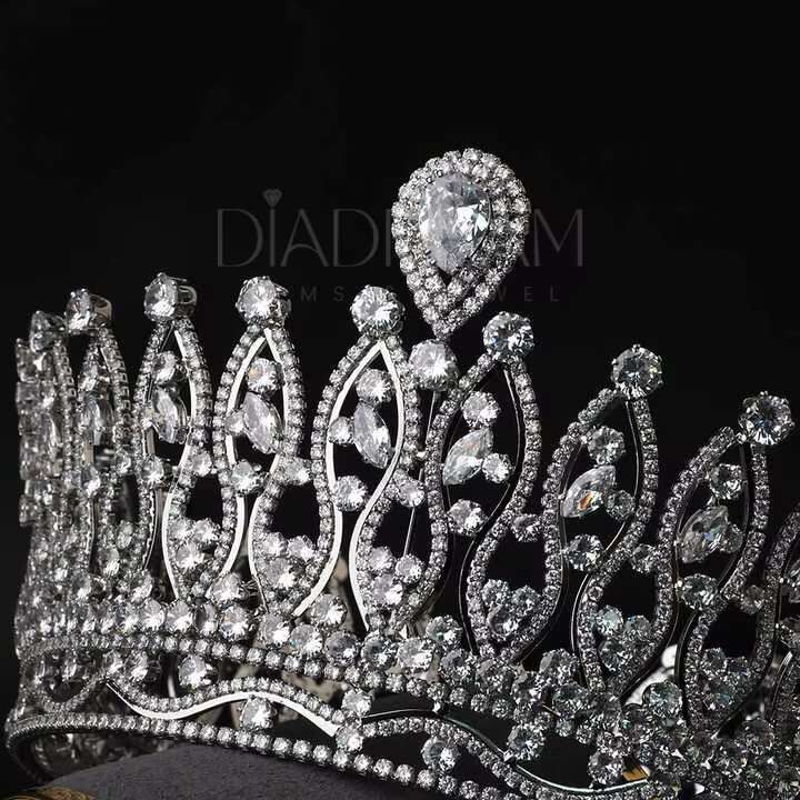 Luxury Full round Moissanite Crowns Platinum Gold Plated Wedding Hair Accessories Diamond Bridal Tiara for Weddings