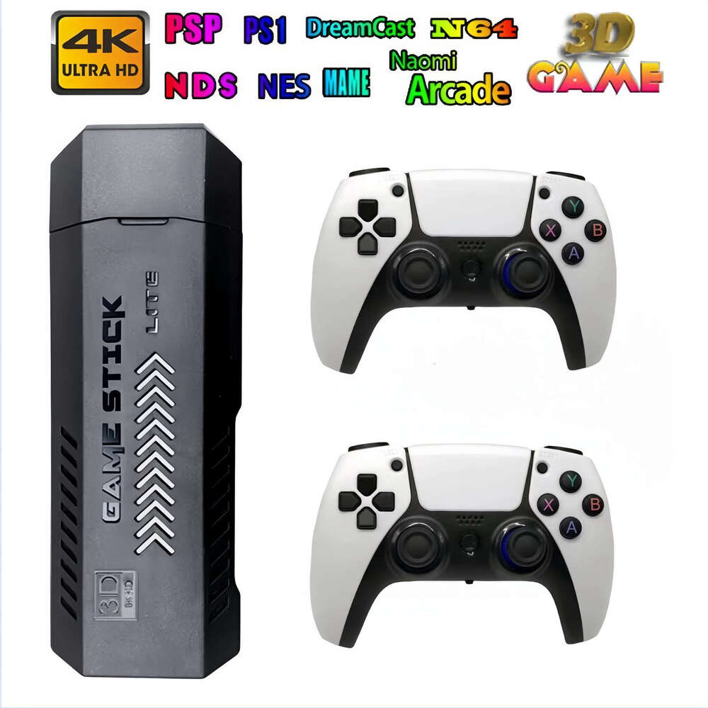 X2 Stick,Plug and Play Video Stick 40,000 Games,128G Retro Arcade Emulator Handheld Game Console 4K with Dual 2.4G Controllers