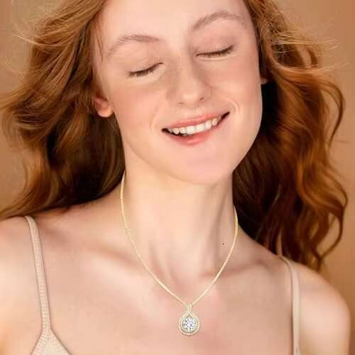 Certified Moissanite Necklace for Women Platinum Plated Gift for Her