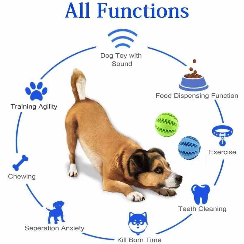 High Quality 5cm natural rubber pet dog toy dog chew toy teeth cleaning treatment ball super hard interactive elastic ball for pet products T2504012